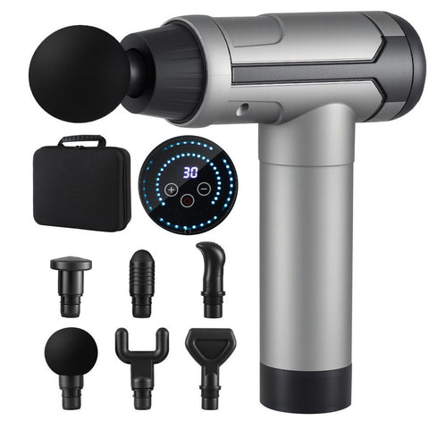 Everfit Black 30-Speed Massage Gun with 6 Heads LCD Display and Carry Case