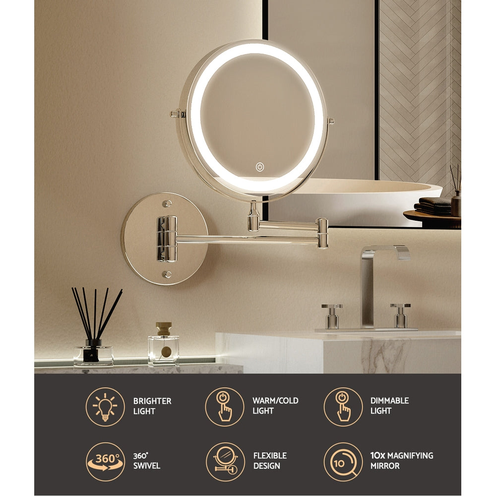 Embellir Extendable Makeup Mirror 10X Magnifying Double-Sided Bathroom Silver - SuperSaverAU - view 4