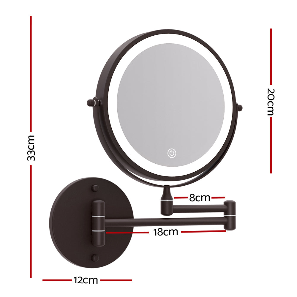 Embellir Extendable Makeup Mirror 10X Magnifying Double-Sided Bathroom Brown - SuperSaverAU - view 2
