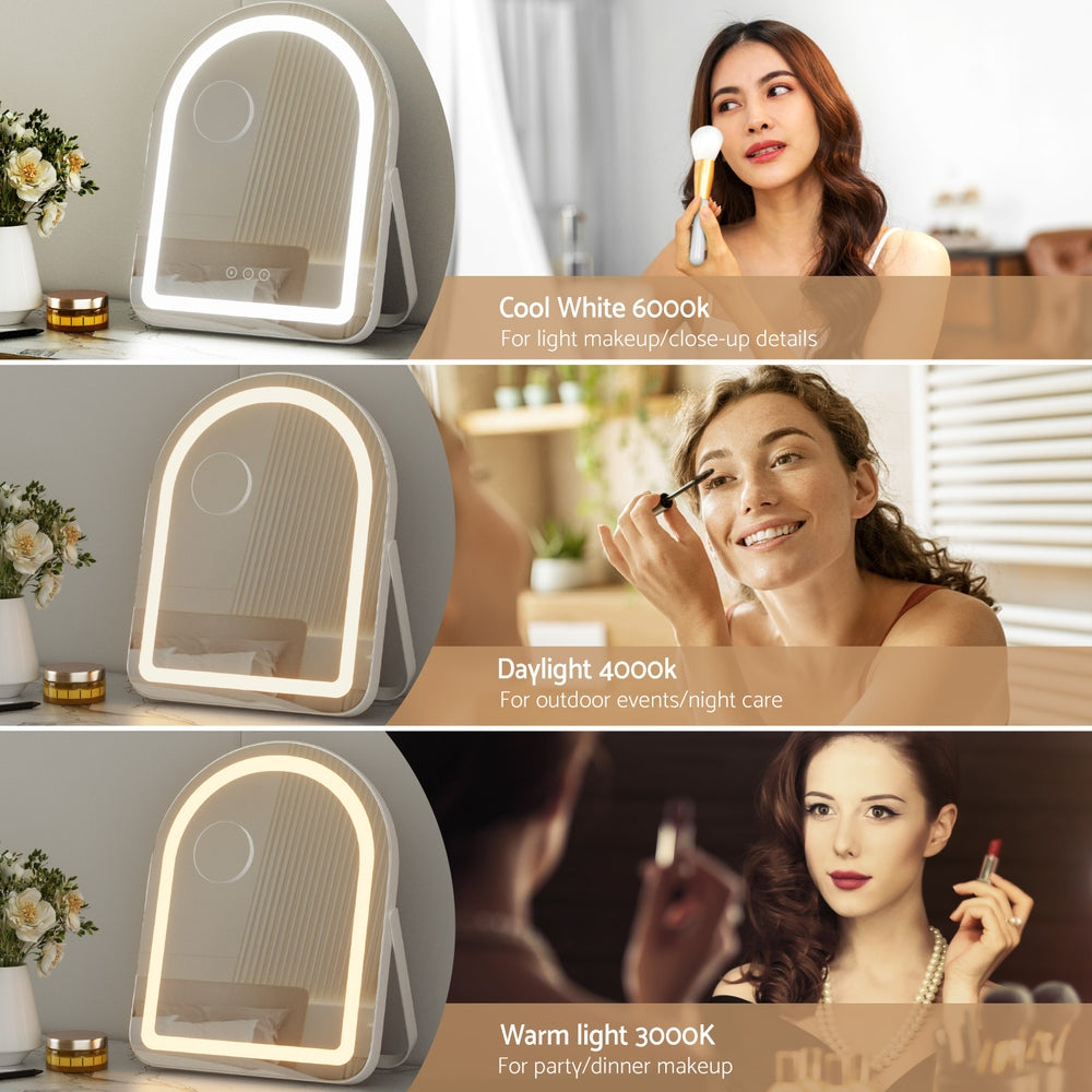 Embellir White Arch LED Vanity Makeup Mirror 35x45cm with 5X Magnifier