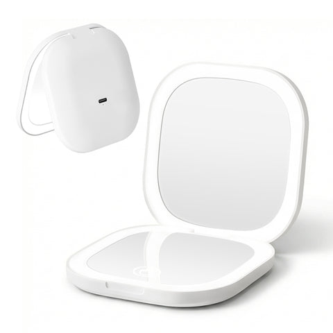 Embellir White LED Compact Travel Makeup Mirror 1X 10X Magnification