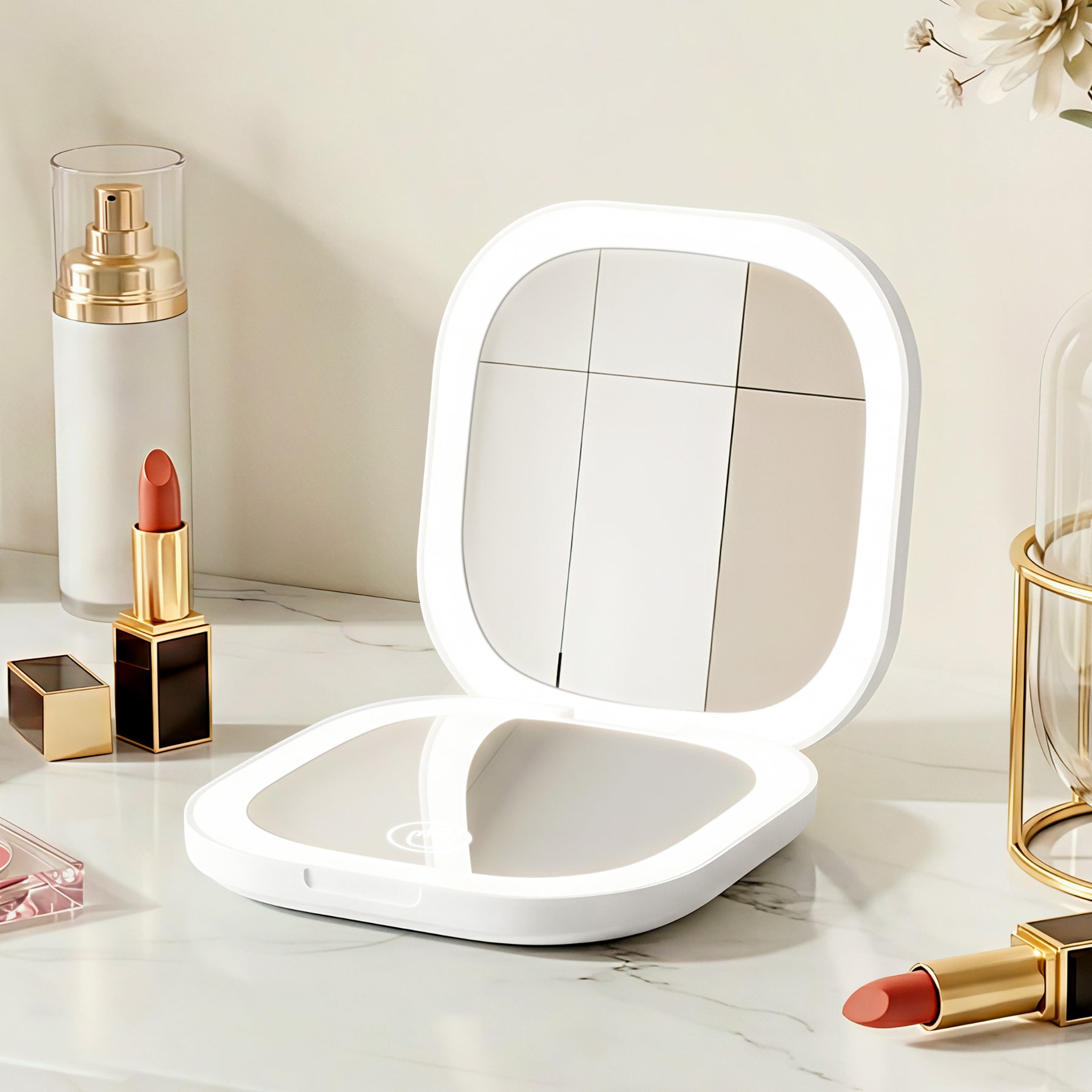 Embellir White LED Compact Travel Makeup Mirror 1X 10X Magnification