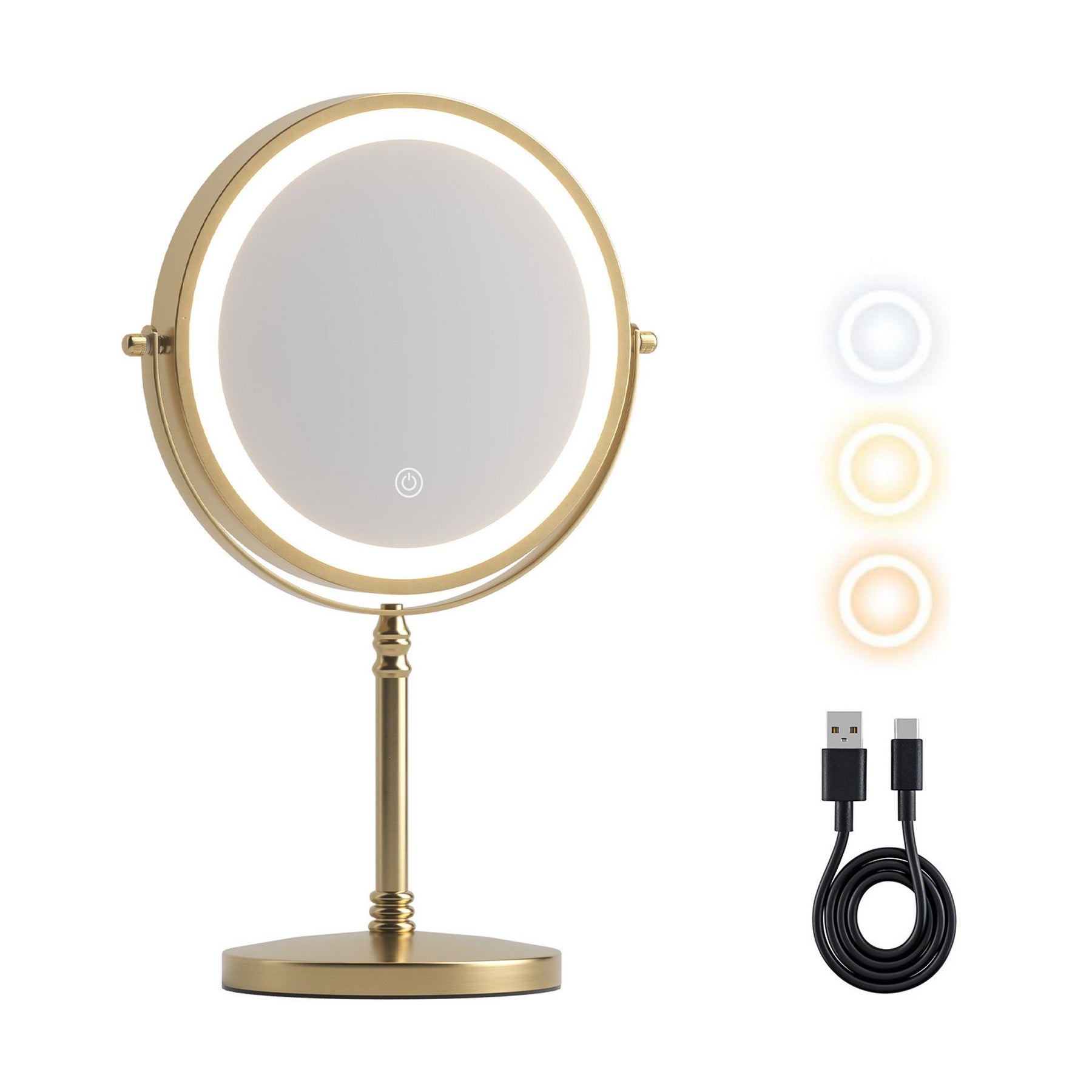 Embellir Gold Lighted Makeup Mirror 10X Magnifying Double Sided LED Rechargeable