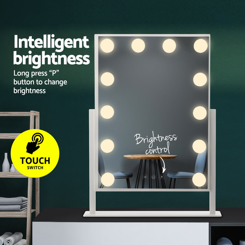 Embellir Makeup Mirror 30x41cm Hollywood Vanity with LED Light Rotation Tabletop - SuperSaverAU - view 4