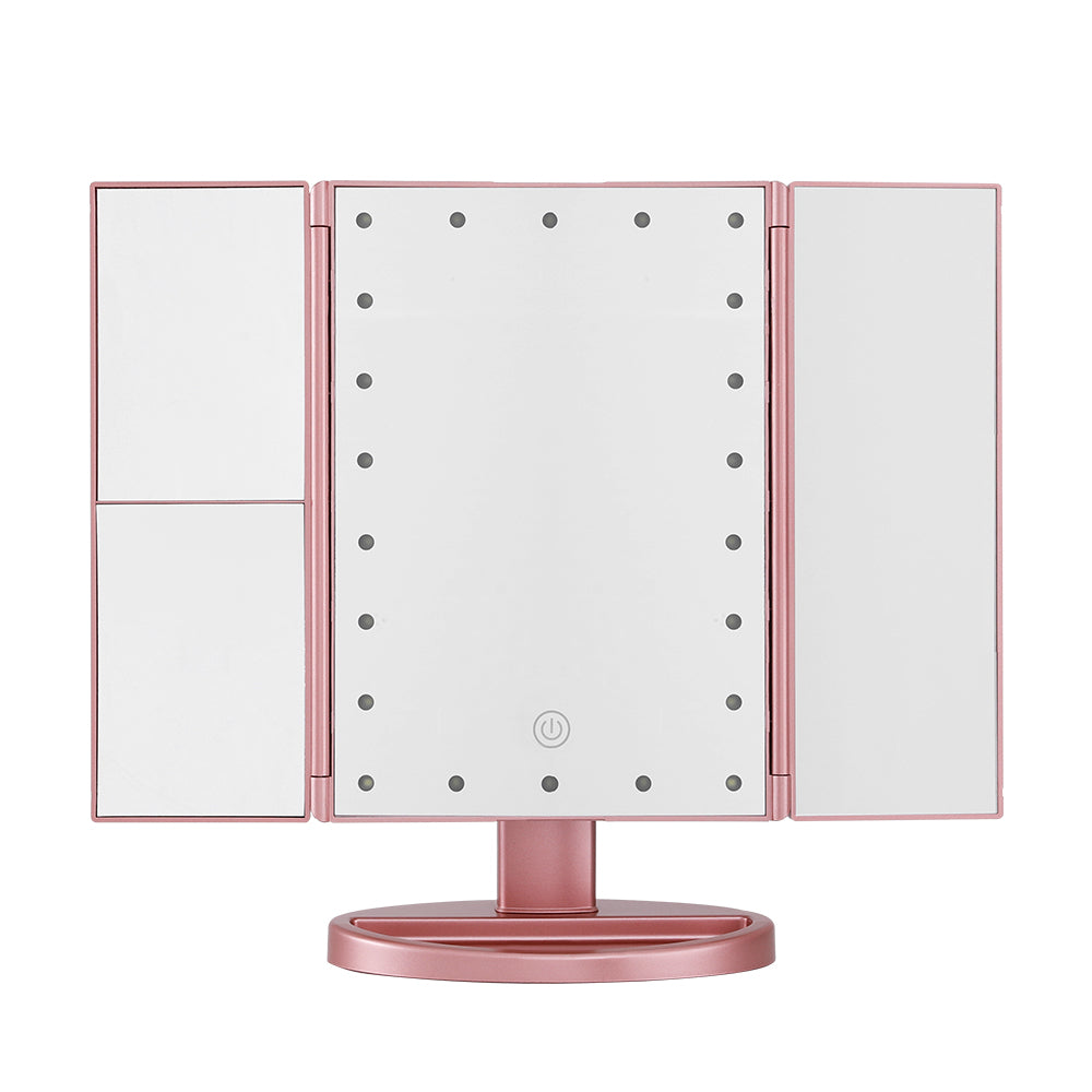 Embellir Pink LED Tri-Fold Makeup Mirror 1X 2X 3X Magnification