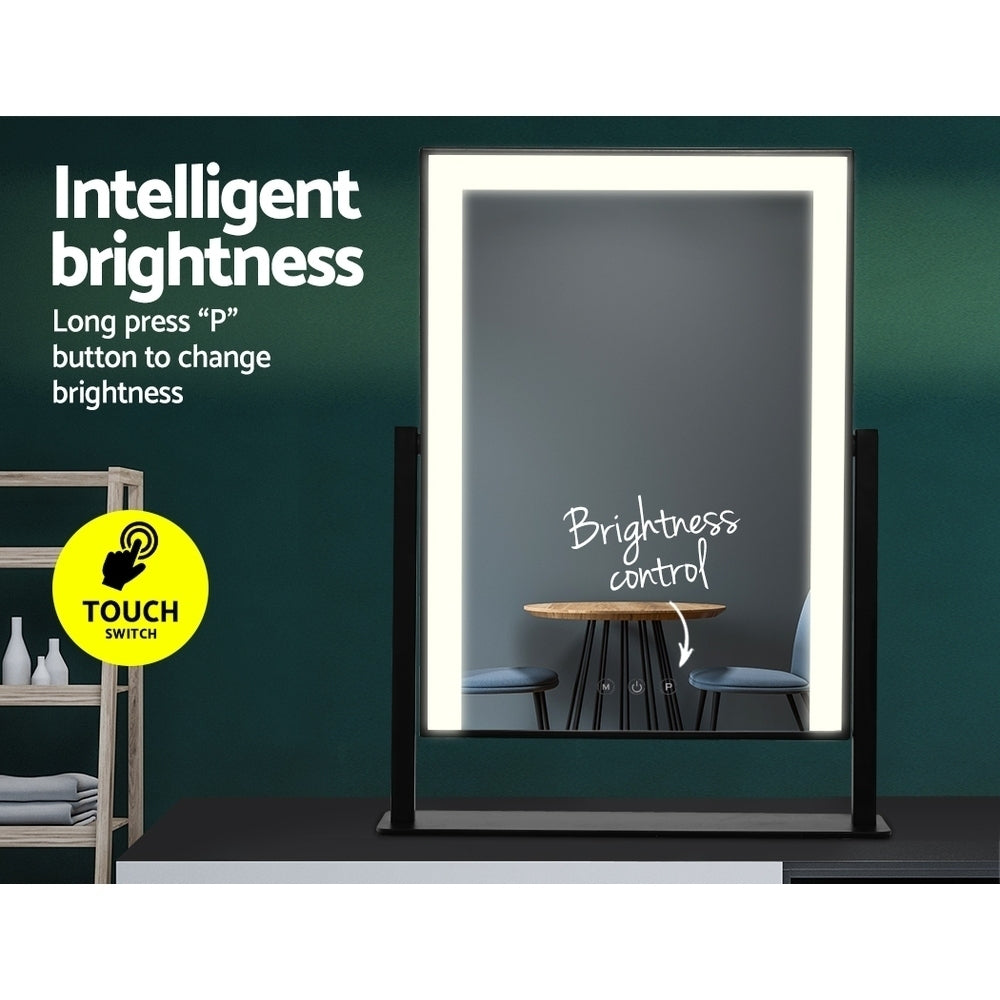 Embellir Makeup Mirror 30x40cm Hollywood Vanity with LED Light Rotation Black - SuperSaverAU - view 5