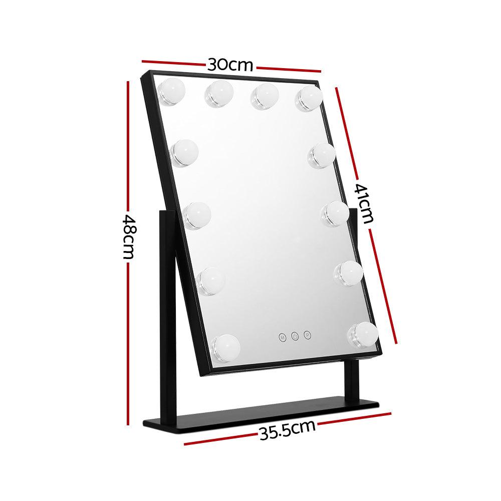 Embellir Makeup Mirror 30x48cm Hollywood Vanity with LED Light Rotation Tabletop - SuperSaverAU - view 2