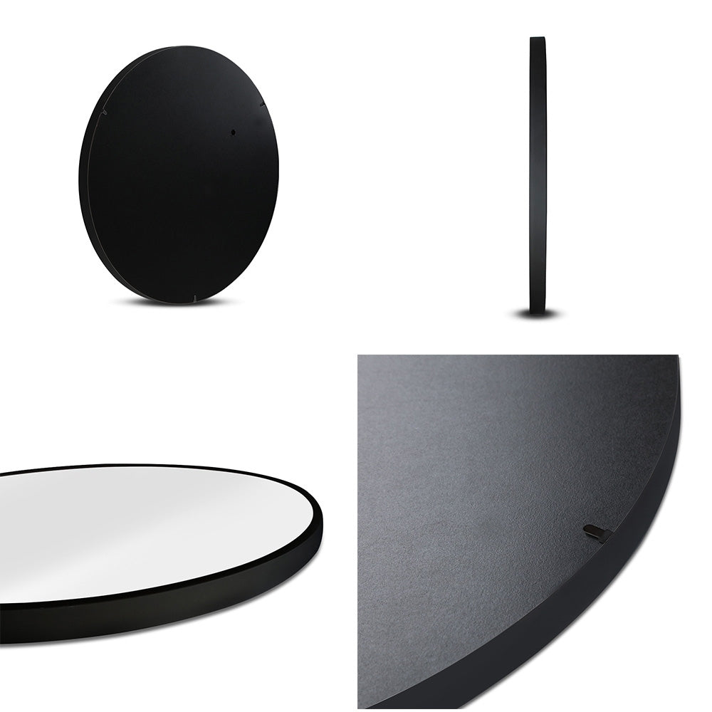 Embellir Wall Mirror Makeup 50cm Home Decor Framed Mirrors Bathroom Round Black - SuperSaverAU - view 3