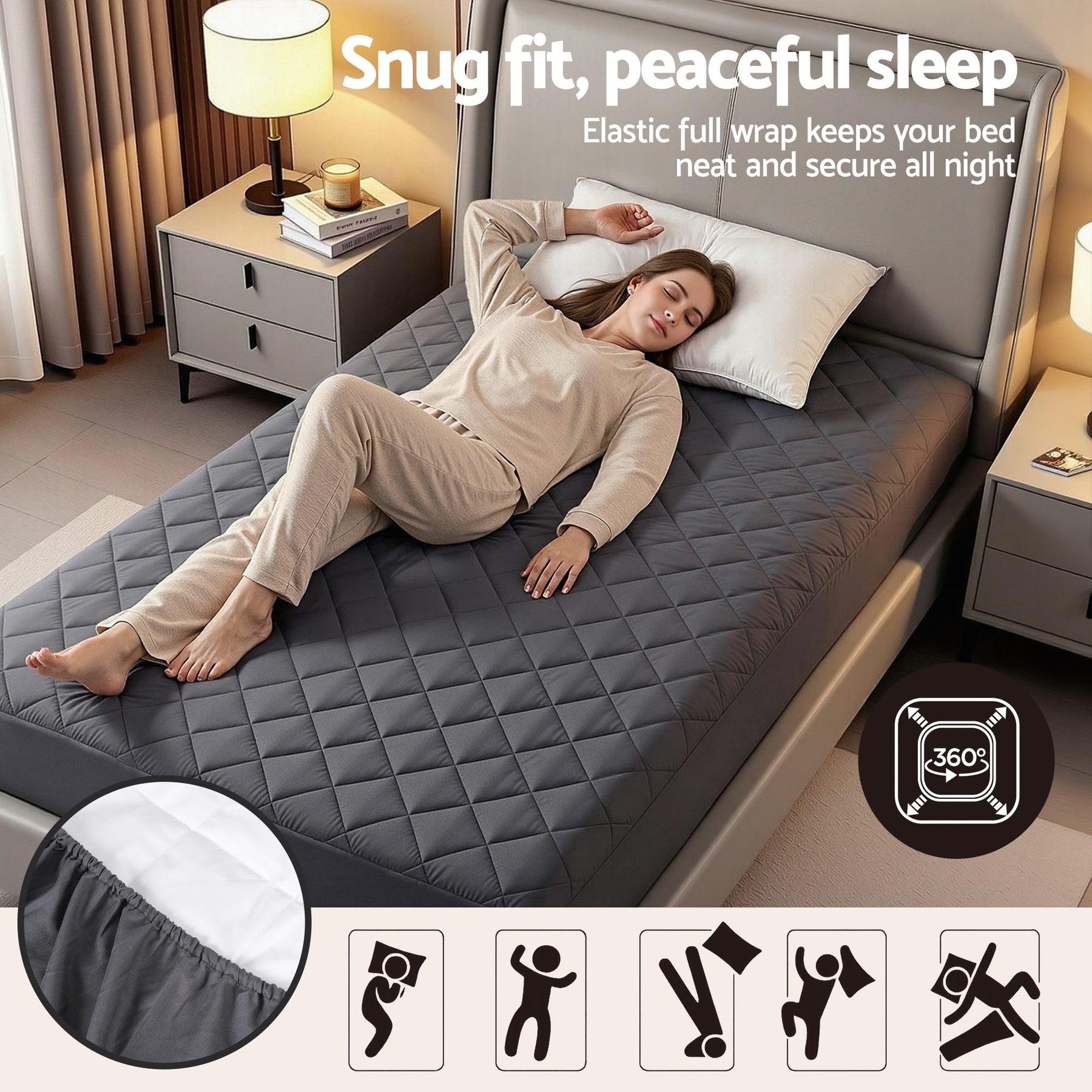Giselle Water-Resistant Mattress Protector Microfiber 35cm 360° Fit Single - SuperSaverAU - view 7