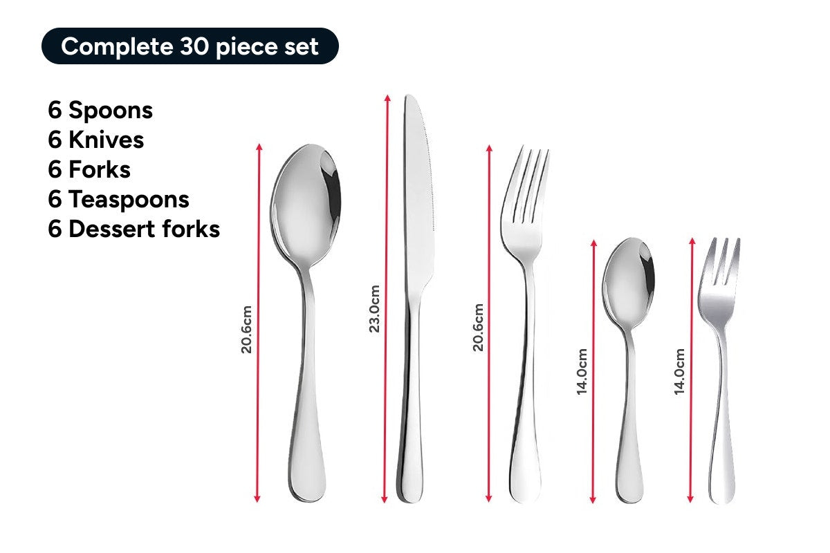 30 Piece Stainless Steel Cutlery Set