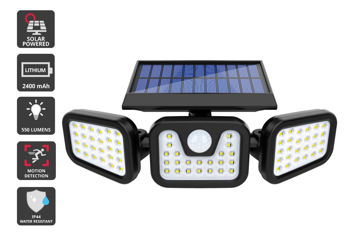 3-Headed Outdoor Solar Motion Sensor Light (2400mAh)
