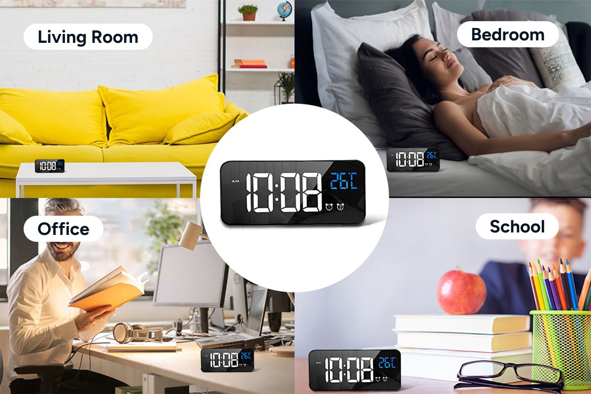 Digital Alarm Clock with Temperature Display & Voice Control