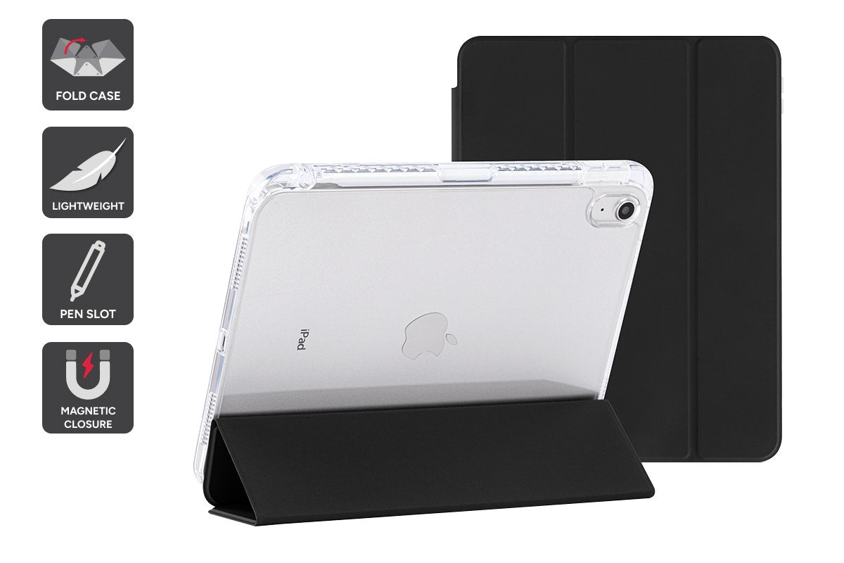Slim Folio Stand Case for iPad (A16) 10th & 11th Gen (Black)
