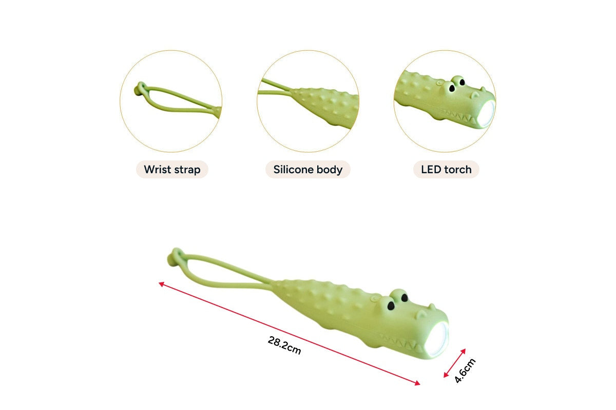 Kids Crocodile Rechargeable Silicone LED Torch (2 Pack)