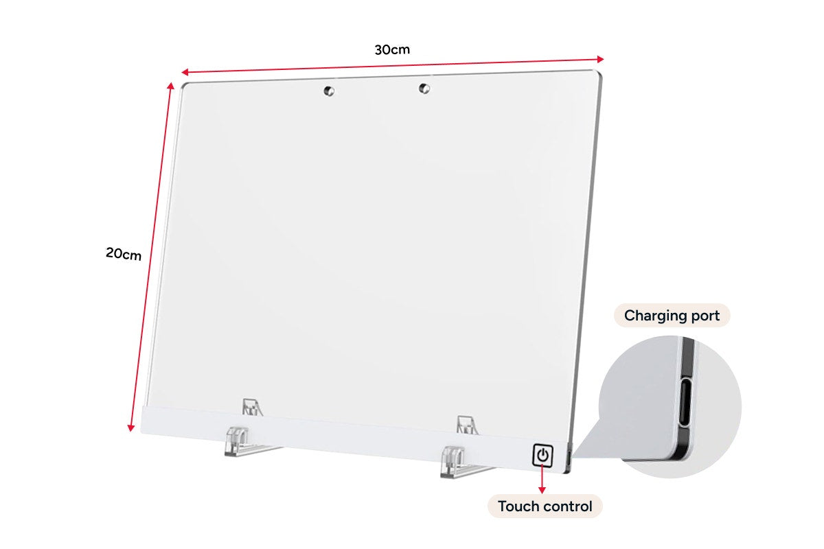 LED Acrylic Drawing Board with 7 Coloured Markers and Stand