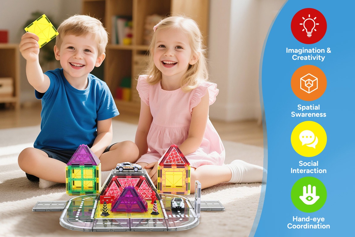69 Piece Road Magnetic Tile Set