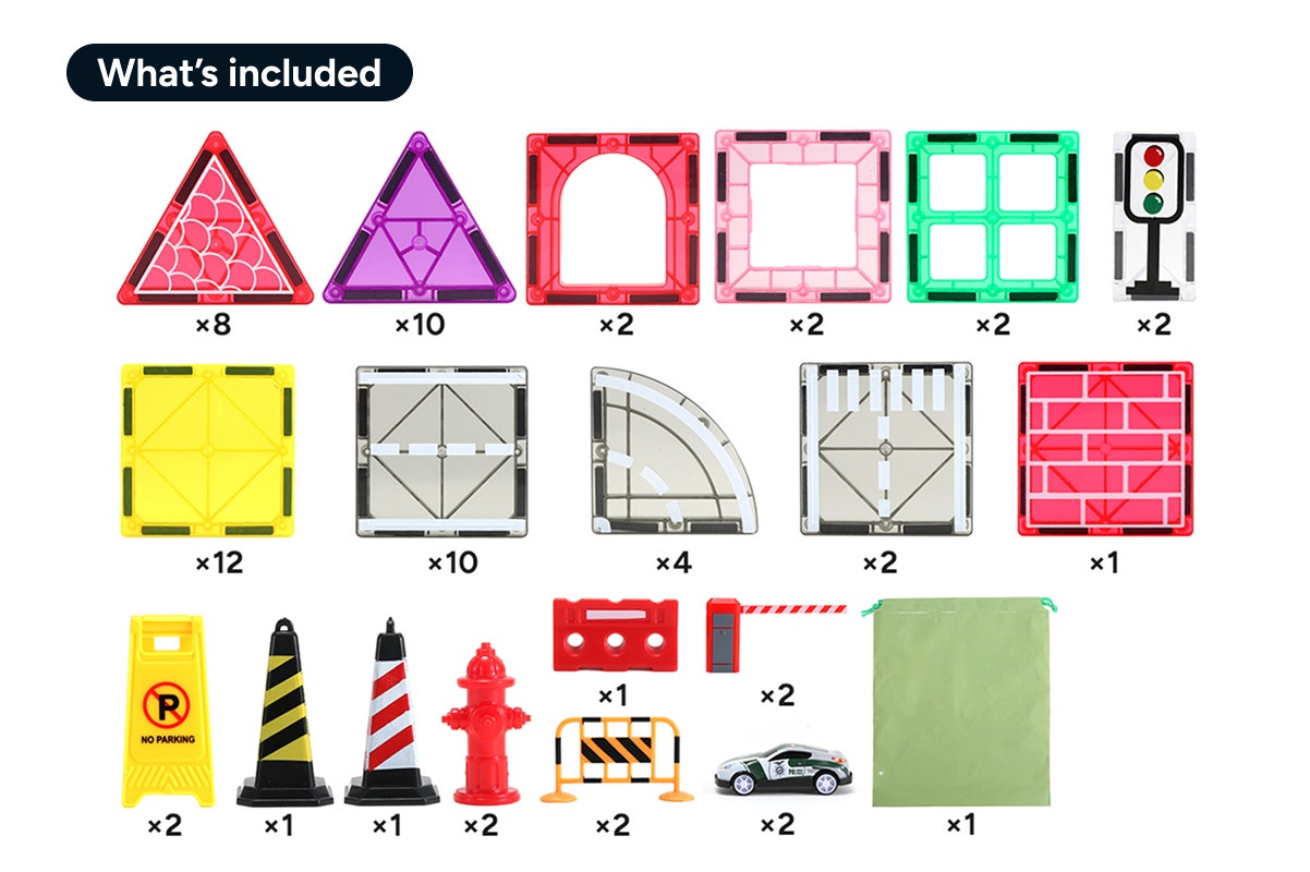 69 Piece Road Magnetic Tile Set