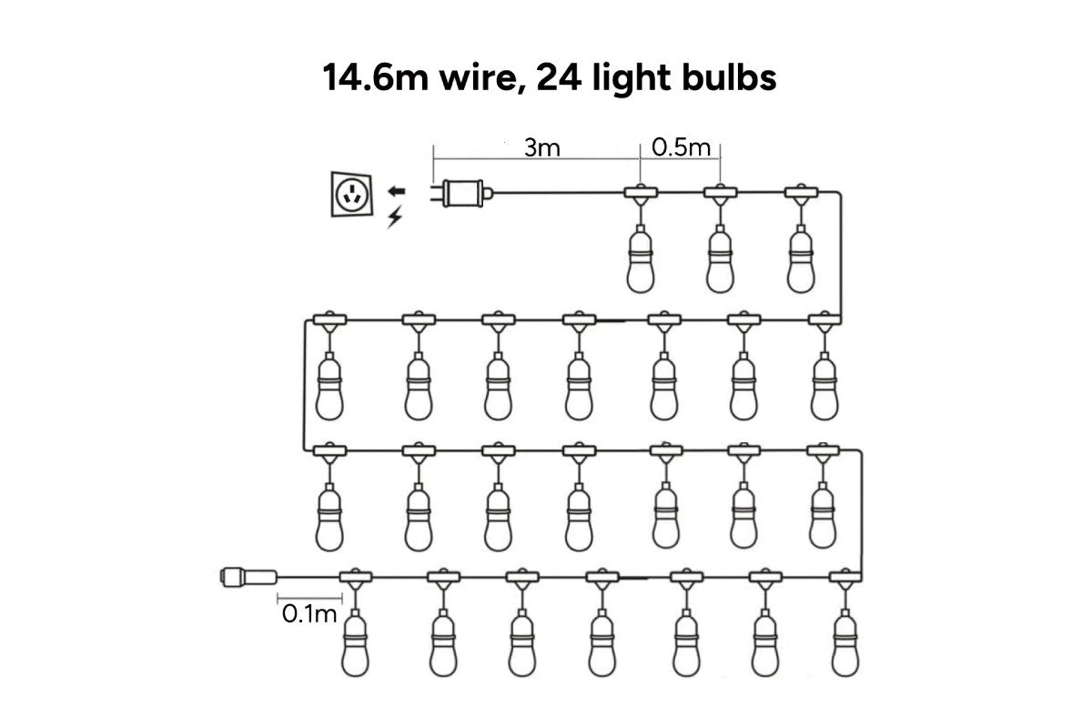 Outdoor 14.6m LED String Lights