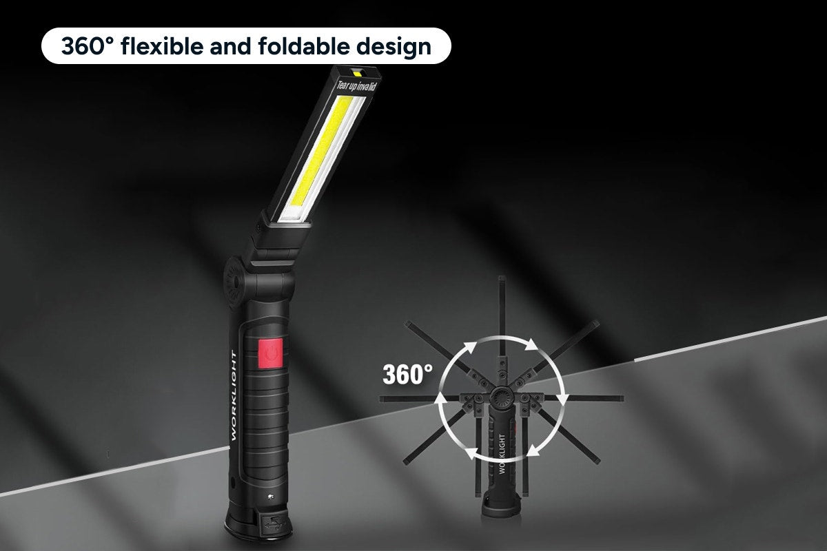 360° Foldable Rechargeable Magnetic LED Work Light (2 Pack)