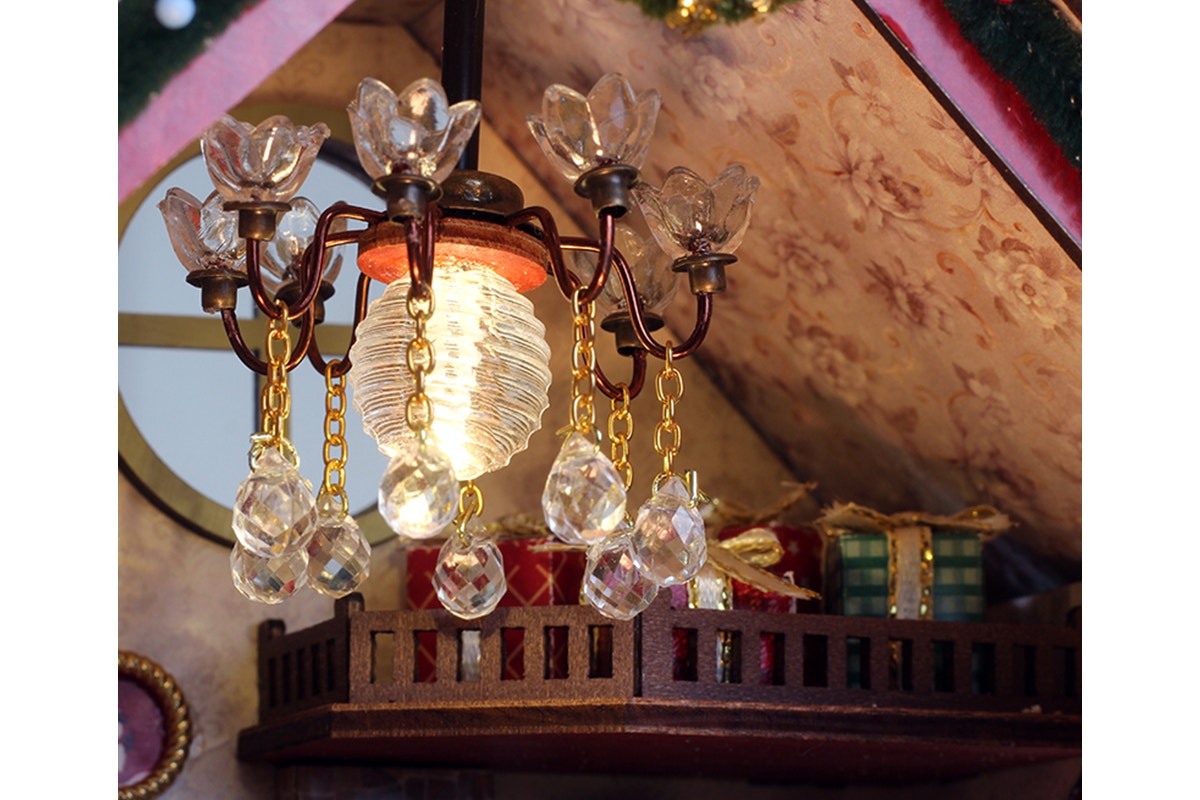 DIY Miniature Christmas Lodge Kit with Music Box