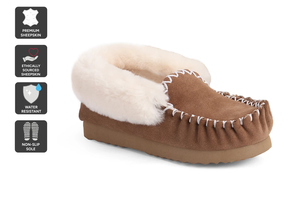 UGG Outback Premium Australian Sheepskin Moccasin Slipper (Chestnut, Size 13M/14W US)