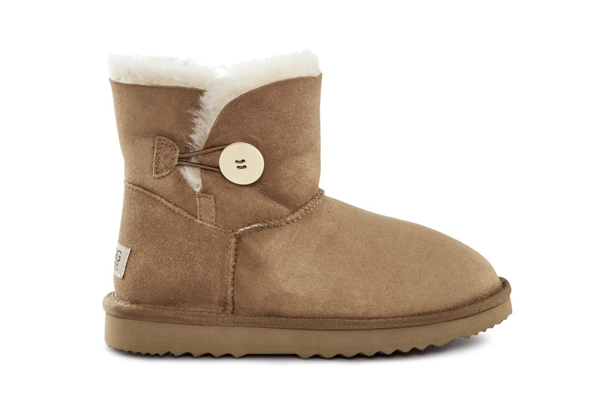 UGG Outback Premium Australian Sheepskin Short Button Boot (Chestnut, Size 13M/14W US)