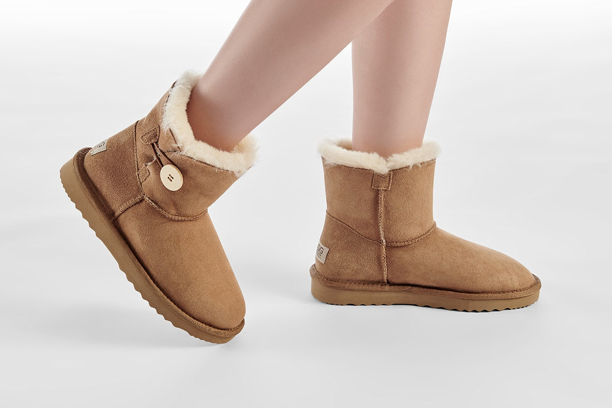 UGG Outback Premium Australian Sheepskin Short Button Boot (Chestnut, Size 13M/14W US)