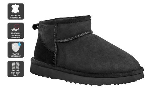 UGG Outback Premium Australian Sheepskin Ultra Mini Boot (Black, Size 5M/6W US)