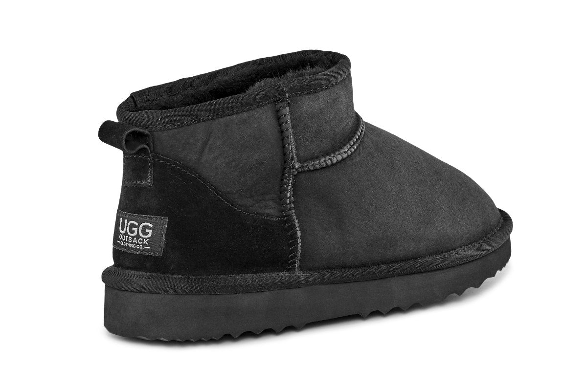 UGG Outback Premium Australian Sheepskin Ultra Mini Boot (Black, Size 5M/6W US)