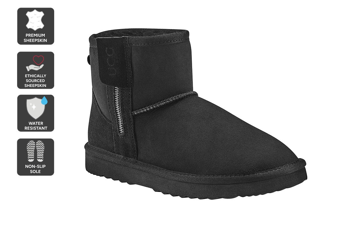 UGG Outback Premium Australian Sheepskin Zip Classic Boot (Black, Size 13M/14W US)
