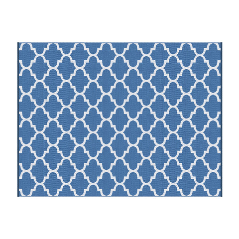 Gardeon Reversible Outdoor Rug – Blue 274 x 366cm with Carry Bag