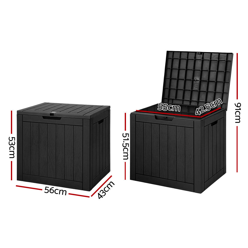 Gardeon Outdoor Storage Box 118L Container Lockable Garden Toy Tool Shed Black - SuperSaverAU - view 2