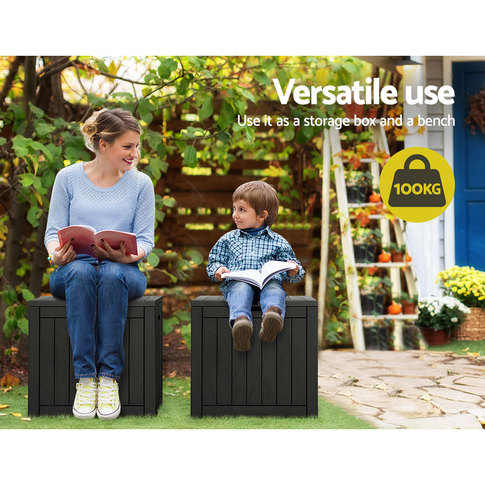 Gardeon Outdoor Storage Box 118L Container Lockable Garden Toy Tool Shed Black - SuperSaverAU - view 4