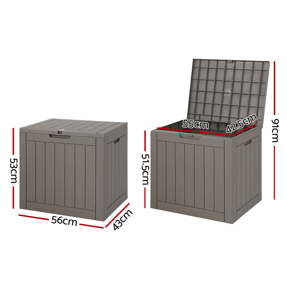 Gardeon Outdoor Storage Box 118L Container Lockable Garden Toy Tool Shed Grey - SuperSaverAU - view 2