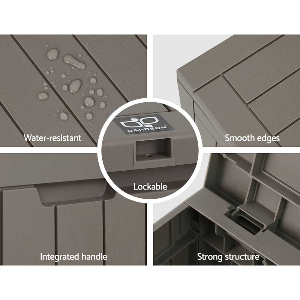Gardeon Outdoor Storage Box 118L Container Lockable Garden Toy Tool Shed Grey - SuperSaverAU - view 5