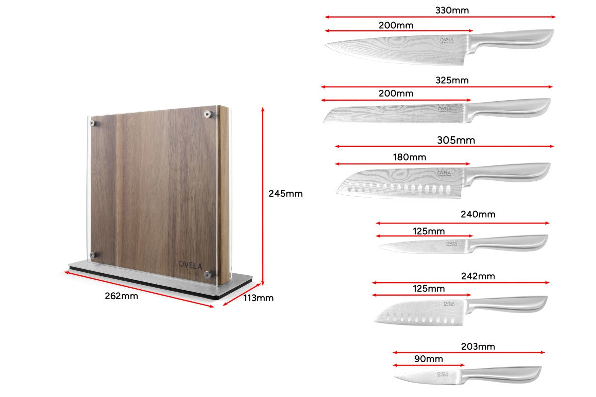 Ovela 7 Piece Japanese Steel Knife Block Set
