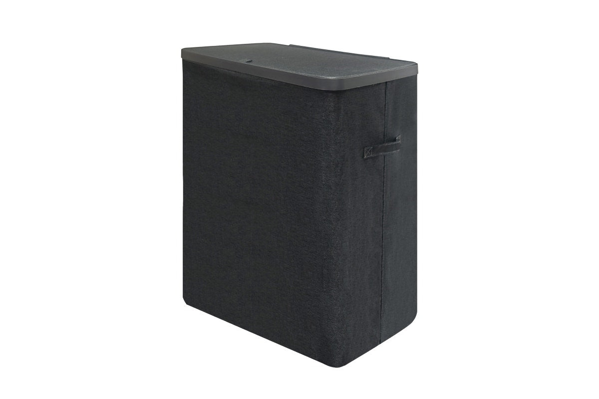 Ovela 120L Laundry Separation Basket with Lid - 3 Sections (Dark Grey)