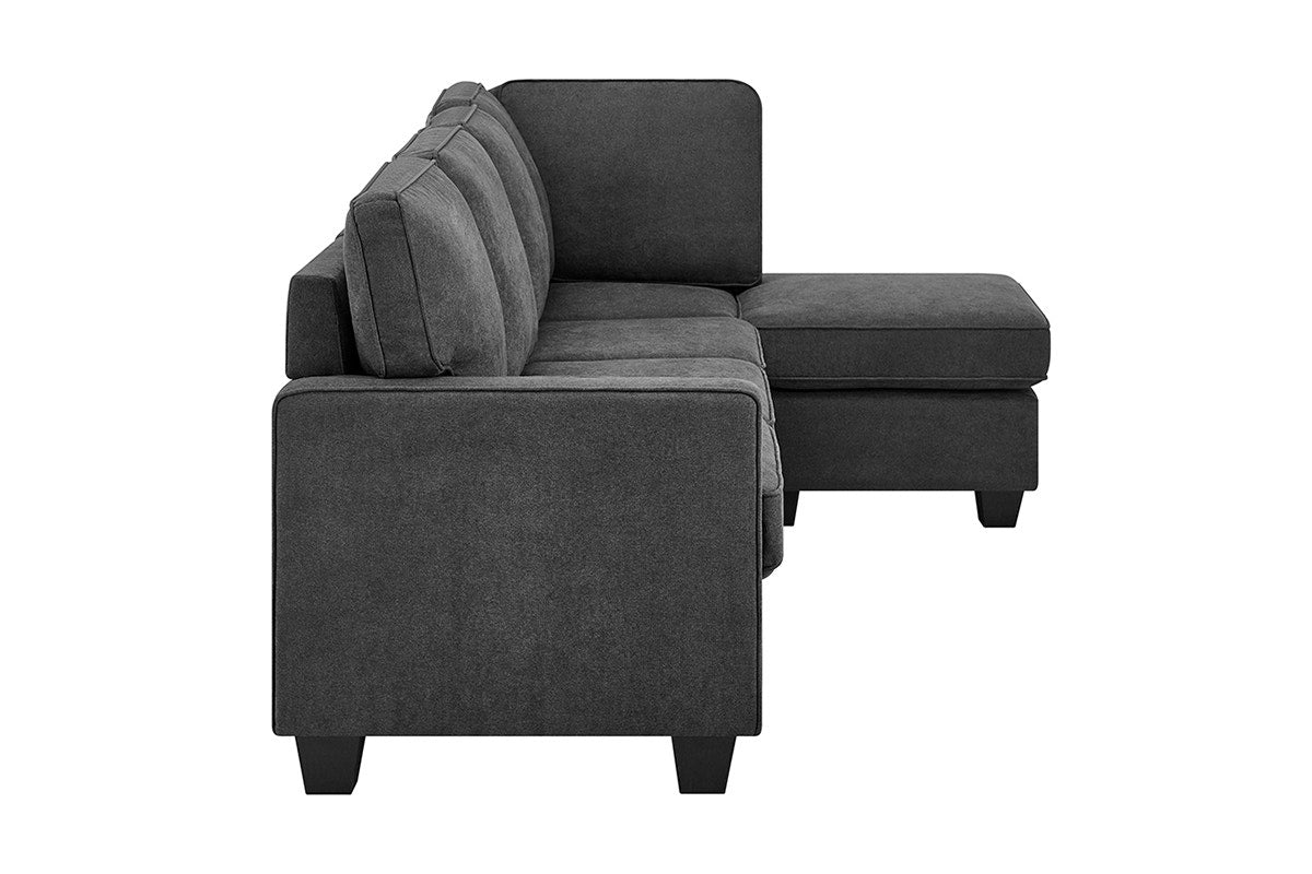 Ovela Atlas 5 Seater Modular Sofa with Reversible Chaise (Dark Grey)