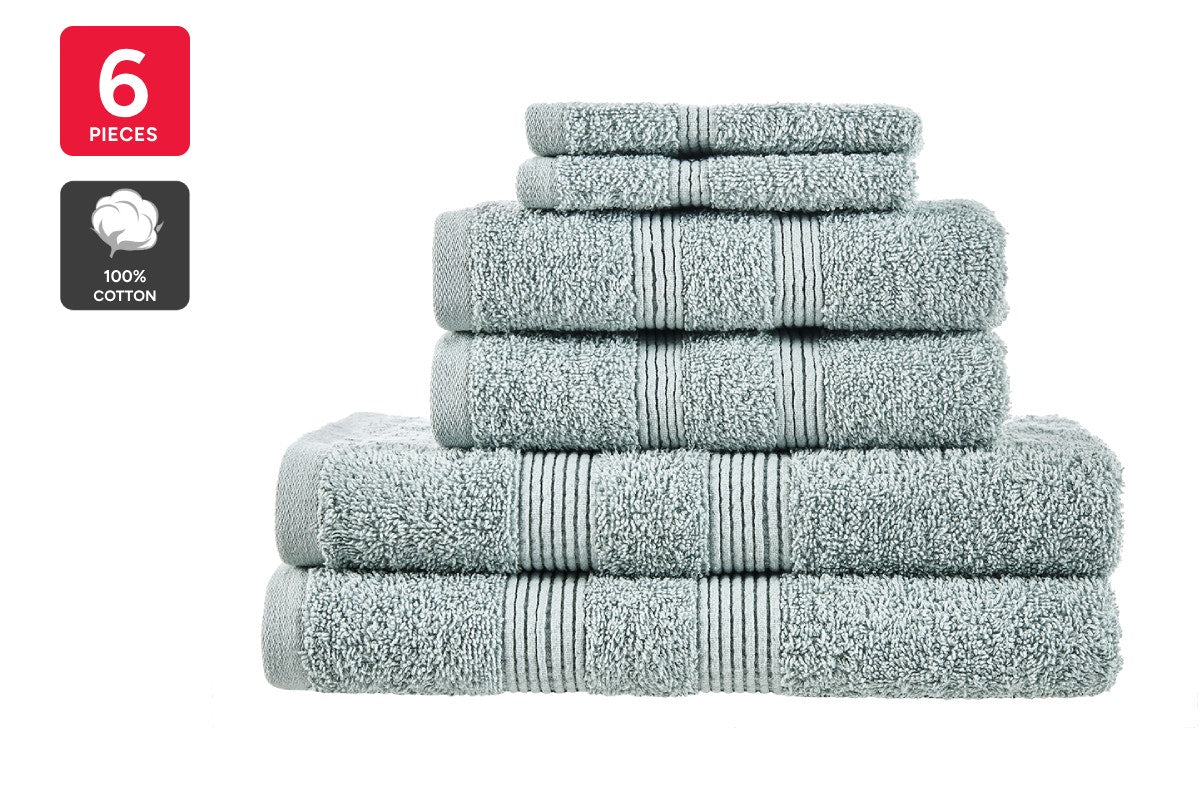 Ovela Avalon 6 Piece 100% Cotton Towel Set (Soft Teal)