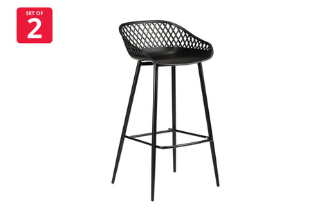 Ovela Set of 2 Leerdam Bar Stools (Black)