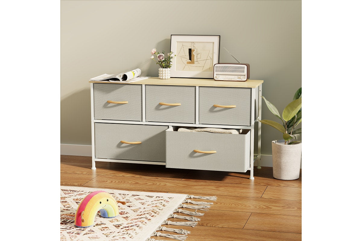 Ovela 5 Drawer Storage Chest (Beige)