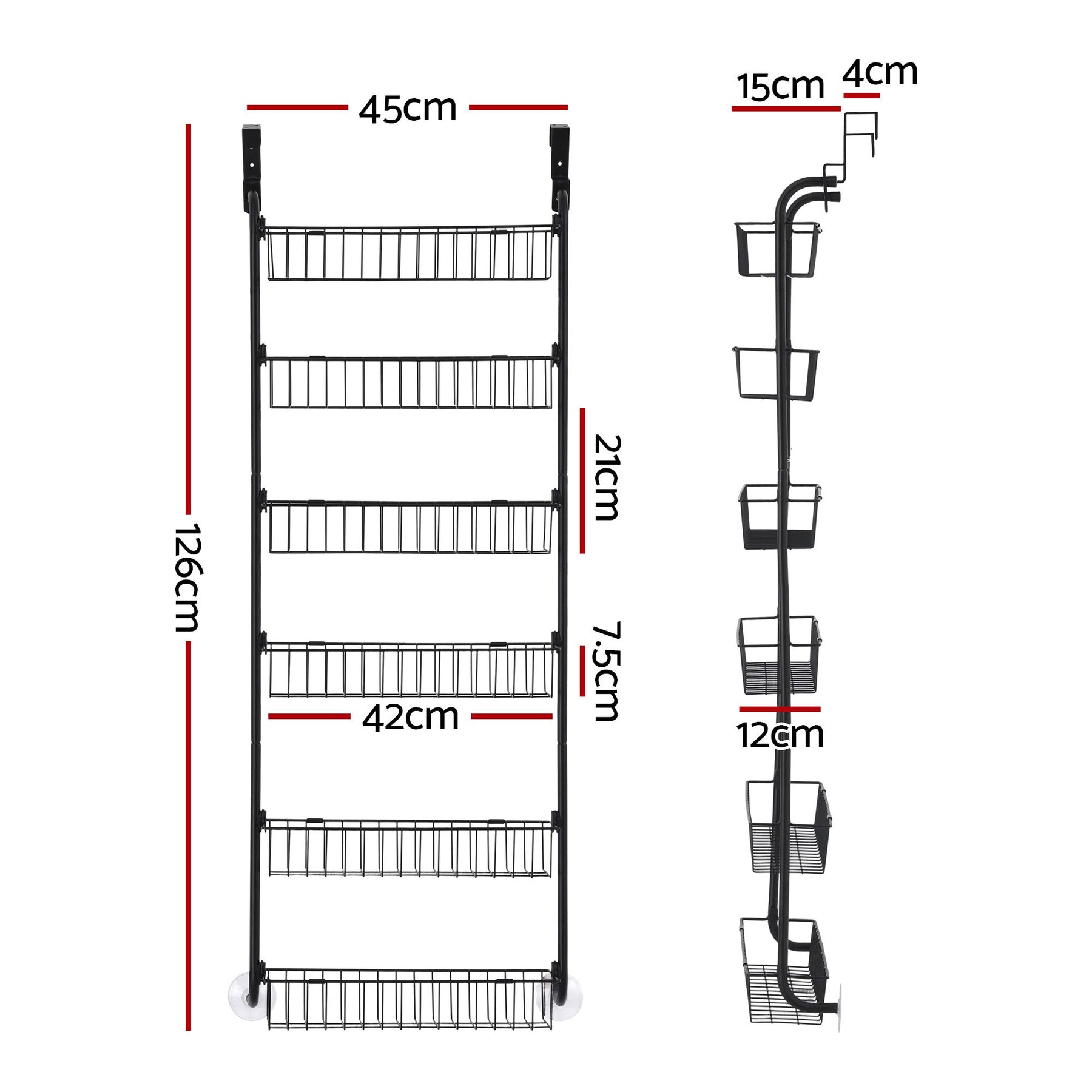 Artiss 6-Tier Over Door Storage Hanger with Steel Frame - Black