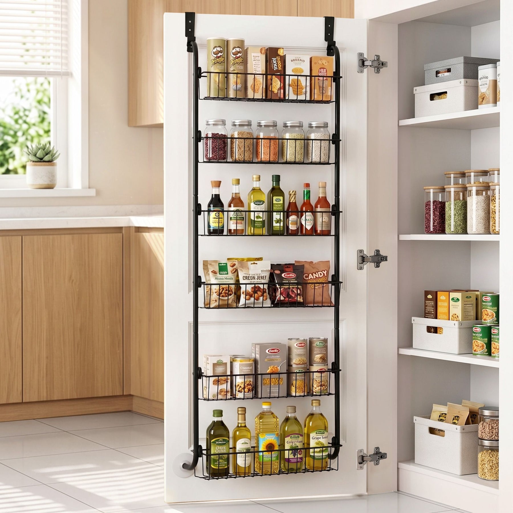 Artiss 6-Tier Over Door Storage Hanger with Steel Frame - Black