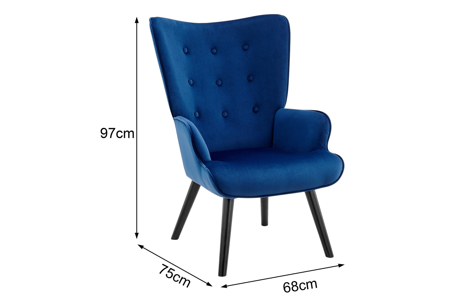 Ovela Henry High Back Armchair Blue Velvet - SuperSaverAU - view 5