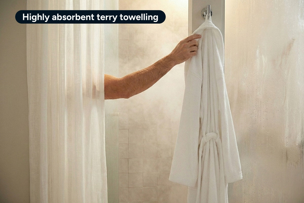 Ovela Hotel-Quality Terry Towelling Bath Robe (Size S/M, White)