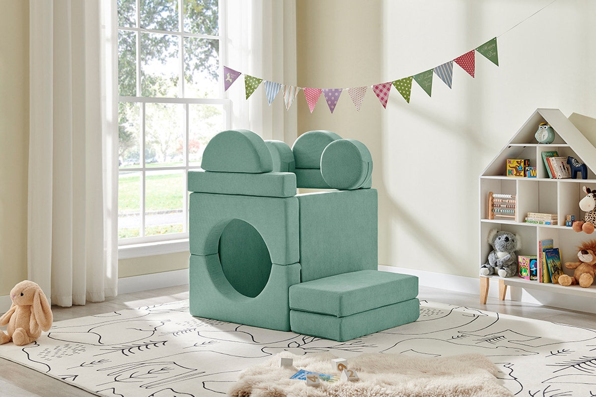 Ovela 14 Piece Modular Double Kids Play Sofa (Sage Green)