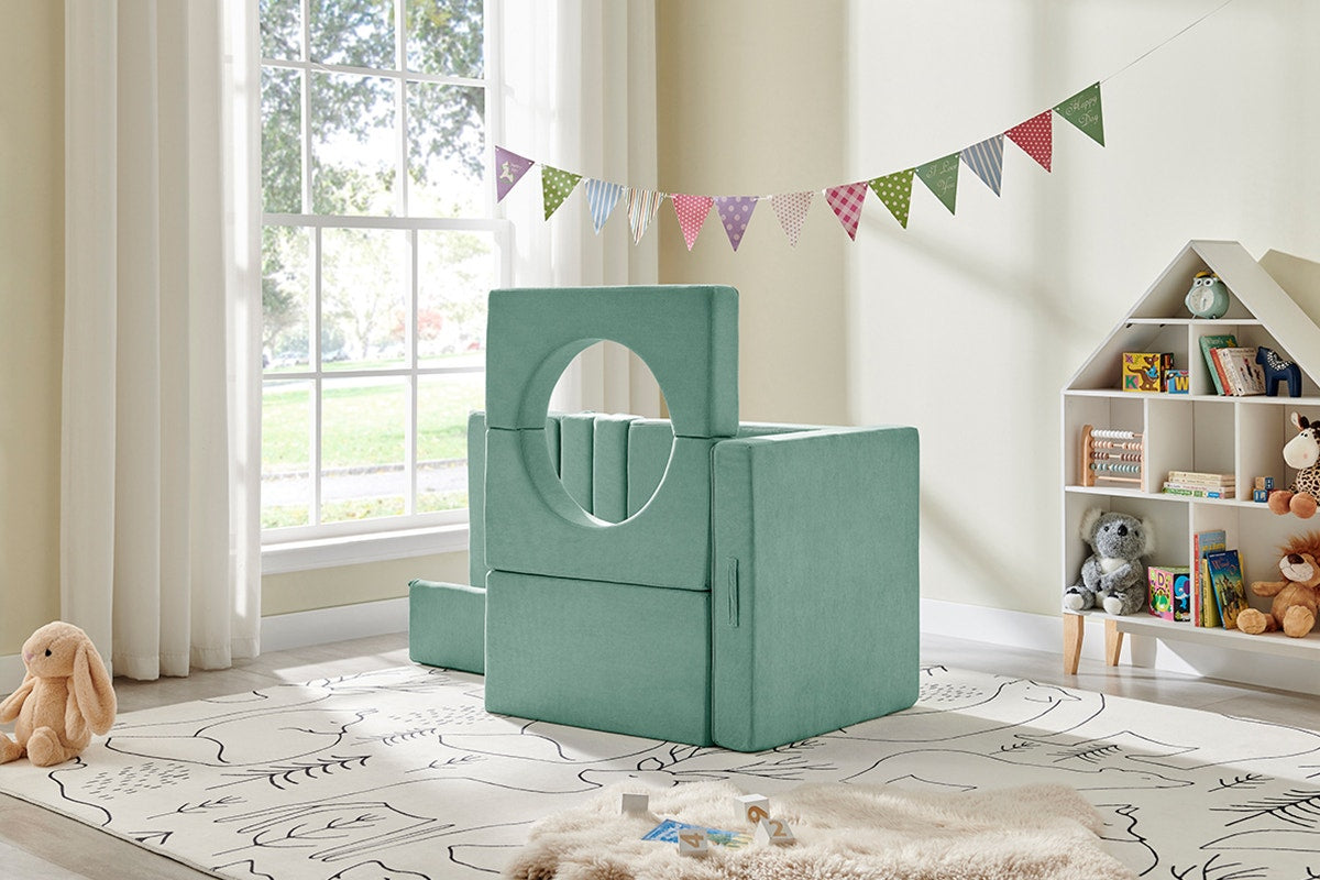 Ovela 14 Piece Modular Double Kids Play Sofa (Sage Green)