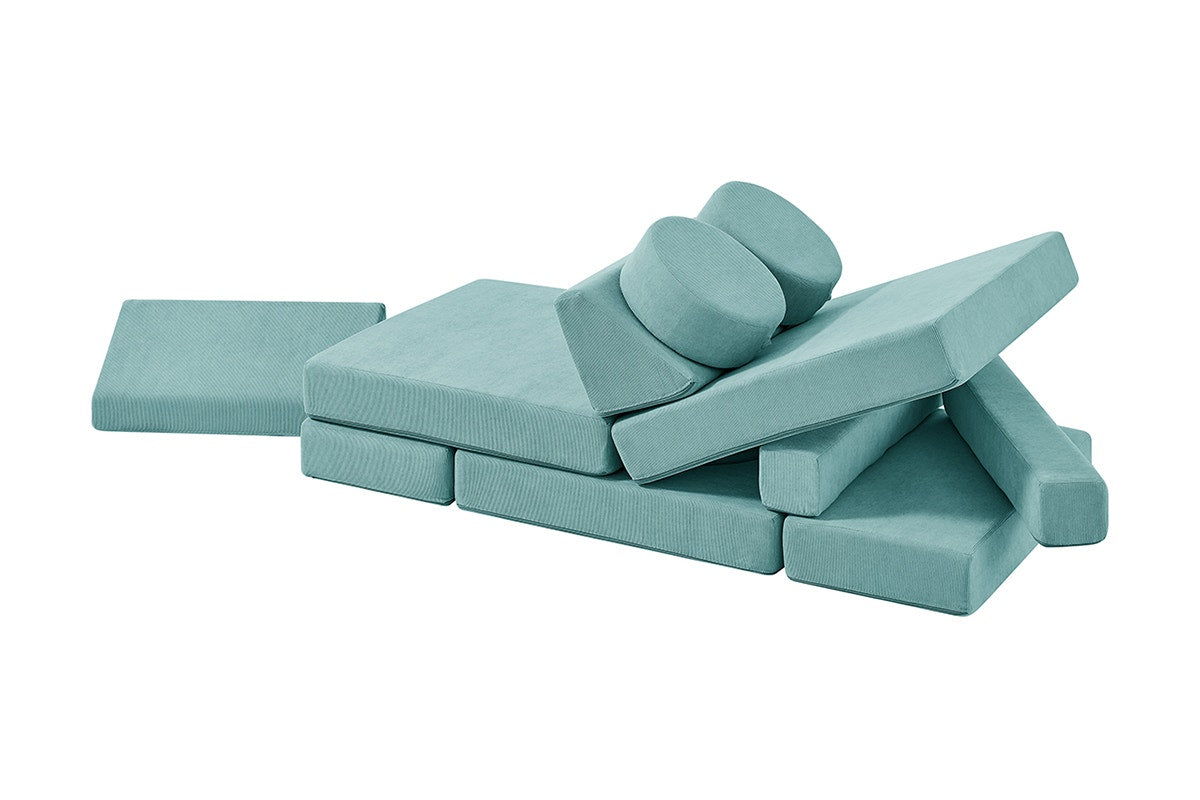 Ovela 14 Piece Modular Double Kids Play Sofa (Sage Green)