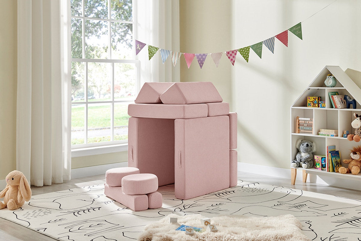 Ovela 14 Piece Modular Double Kids Play Sofa (Pink)