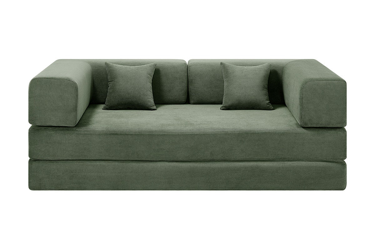 Ovela Mia 3 Seater Corduroy Compressed Sofa Bed (Green)